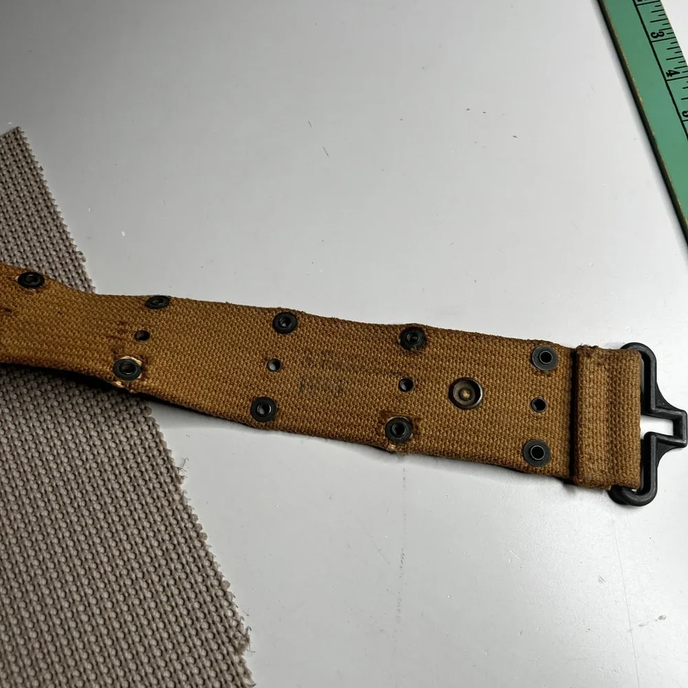 Vintage US Military Khaki Canvas Pistol Belt Web Gear US Stencil T-Buckle